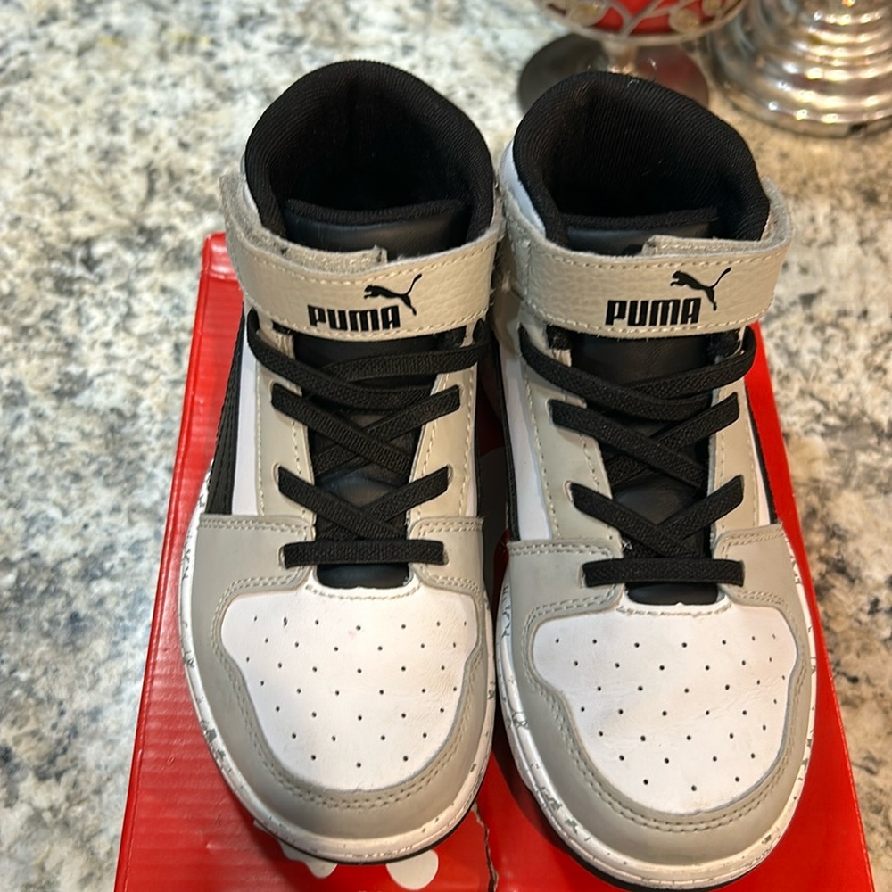 Black, Gray and White Boys Puma Shoes